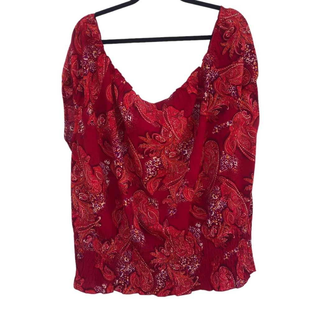 Boho paisley sheet red top 1X 18